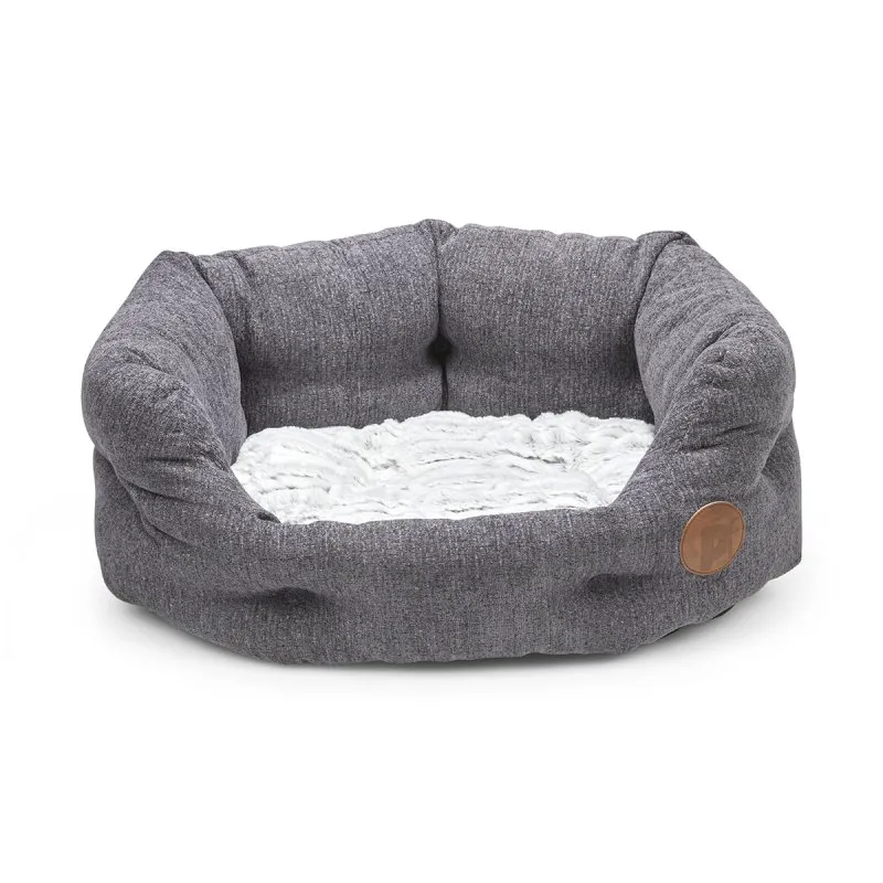 Petface Slate Grey High Oval Bed-2